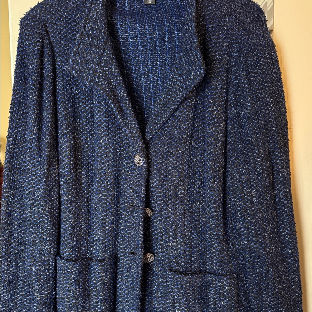 St. John Blue Textured Knit Blazer